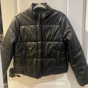Vegan Leather Puffer Jacket